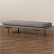 Allora Mid-Century Grey Upholstered Walnut Wood Daybed