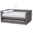 Allora Scrolled Arm Fabric Tufted Full Daybed with Trundle in Gray