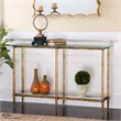 Allora Modern Glass Console Table in Bright Gold Leaf