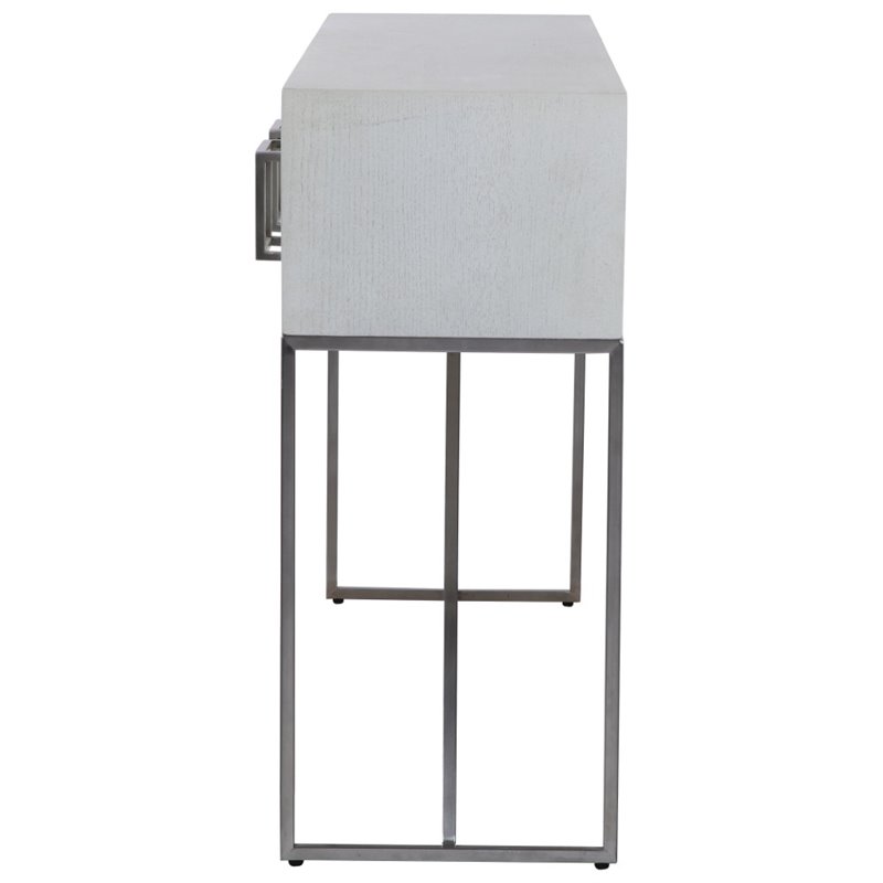 Allora Contemporary Console Table in Soft White Oak Vaneer
