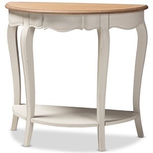 Allora Contemporary Console Table in White and Natural Brown