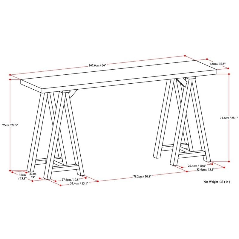 Allora Transitional Solid Wood Console Table in Distressed Gray