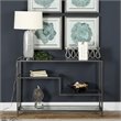 Allora Contemporary Glass Accent Console Table in Aged Gunmetal