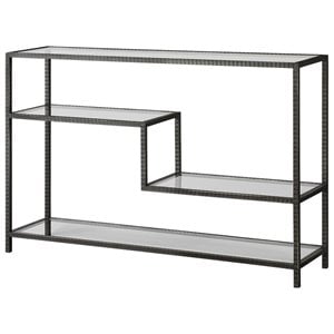 Allora Contemporary Glass Accent Console Table in Aged Gunmetal