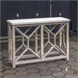 Allora Mid-Century Stone Top Accent Console Table in Ivory and Oatmeal