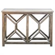 Allora Mid-Century Stone Top Accent Console Table in Ivory and Oatmeal