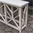 Allora Mid-Century Stone Top Accent Console Table in Ivory and Oatmeal