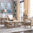 Allora Mid-Century Stone Top Accent Console Table in Ivory and Oatmeal
