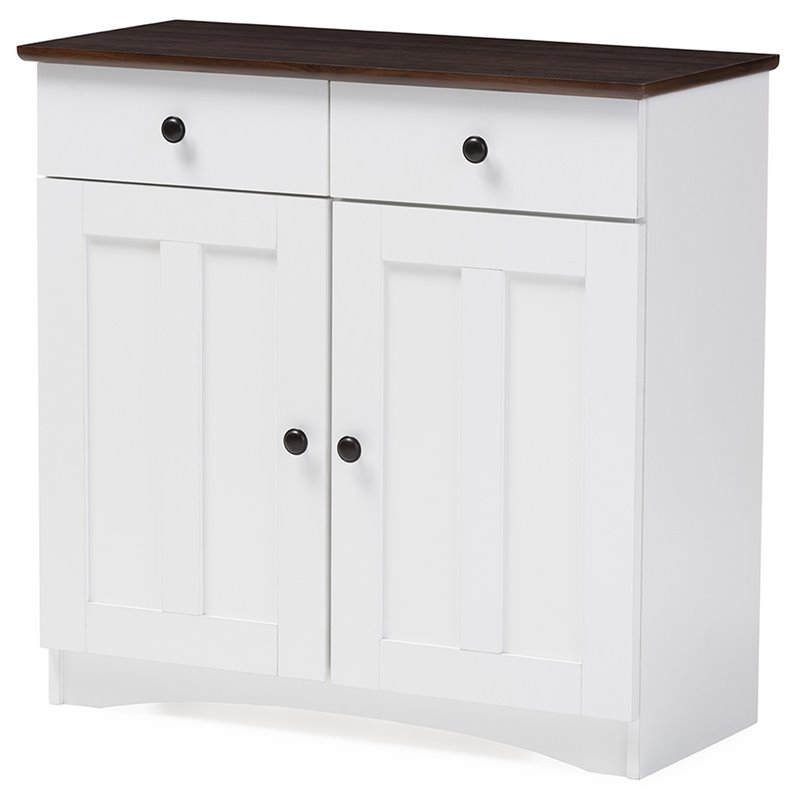 Allora Contemporary Wood Server in White and Dark Brown