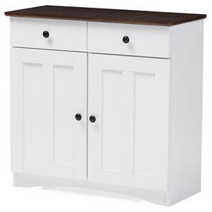 Allora Contemporary Wood Server in White and Dark Brown