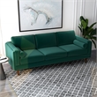 Allora Mid-Century Design Modern Pillow Back Velvet Sofa in Green
