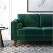 Allora Mid-Century Design Modern Pillow Back Velvet Sofa in Green