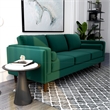 Allora Mid-Century Design Modern Pillow Back Velvet Sofa in Green