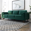 Allora Mid-Century Design Modern Pillow Back Velvet Sofa in Green