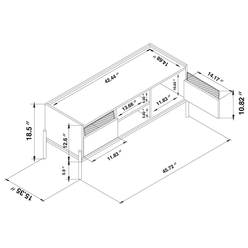 Allora Modern Brown Finished Wood and Black Metal 2-Door TV Stand