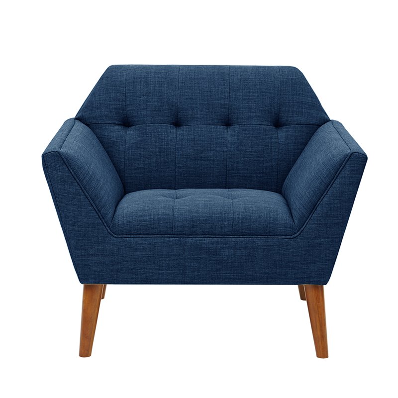 NewTitle: Allora Polyester Blue Lounge Chair Rectangular Button Tufted 31.5