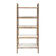 Allora Mid-Century Styled Rubber Wood Bookcase in Off White/Pecan