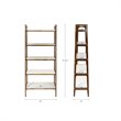 Allora Mid-Century Styled Rubber Wood Bookcase in Off White/Pecan