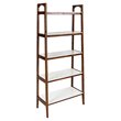 Allora Mid-Century Styled Rubber Wood Bookcase in Off White/Pecan
