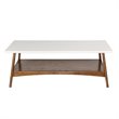 Allora Mid-Century Styled Solid Wood Coffee Table in Off White/Pecan