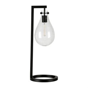 Allora Modern Seeded Glass Shade and Metal Table Lamp in Brass
