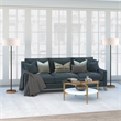 Allora Mid-Century Brass Metal Round Coffee Table with White Lacquer Shelf