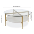 Allora Mid-Century Brass Metal Round Coffee Table with White Lacquer Shelf