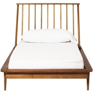 Walker Edison Solid Pine Wood Caramel Twin Bed Rectangular Spindle Headboard 81.5&quot x 44.75&quot x 40.75&quot Unassembled