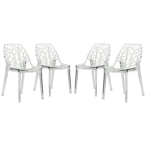 Allora Modern Plastic Dining Side Chair in Clear Finish (Set of 4)