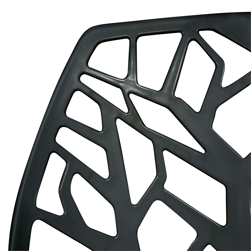 Allora Modern Plastic Dining Side Chair in Solid Black (Set of 4)