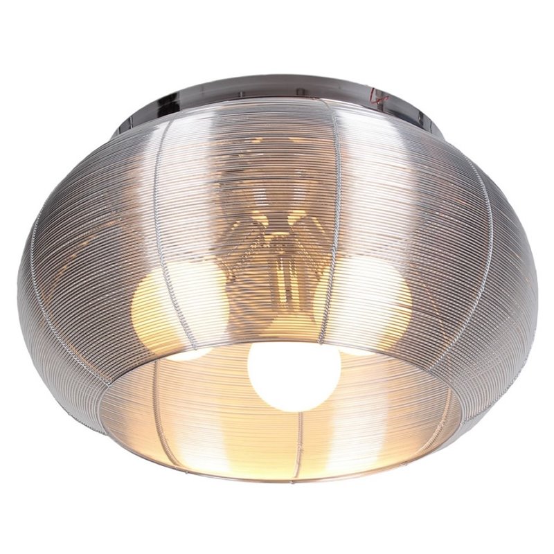 Bromi Design Lenox 3 Light Aluminum Round Flush Mount in Silver