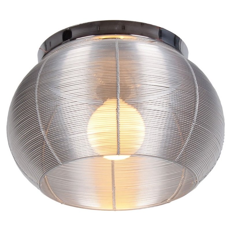 Bromi Design Lenox 1 Light Aluminum Round Flush Mount in Silver