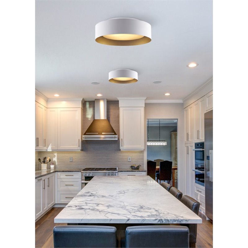 Bromi Design Lynch Metal Flush Mount Ceiling Light in White and Gold
