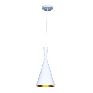 Bromi Design Berkley Single Light Aluminum Pendant in White and Gold