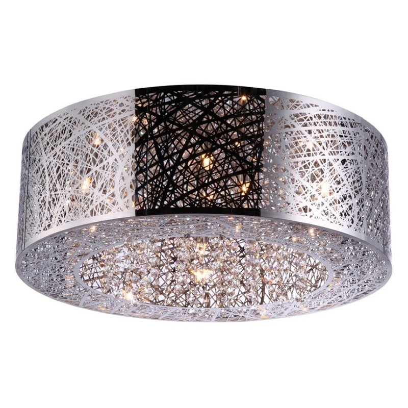Bromi Design Royal 9 Light Metal Pendant Flush Mount Ceiling Light in Chrome