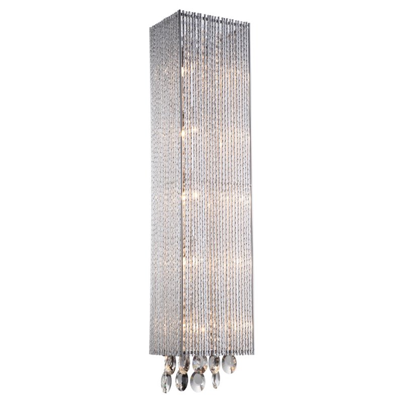 Bromi Design Crystalline 5 Light Metal Square Wall Scone in Chrome