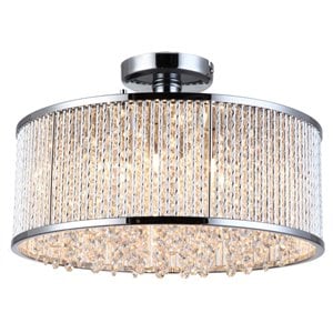Bromi Design Crystalline 6 Light Metal Semi Flush Mount Ceiling Light in Chrome