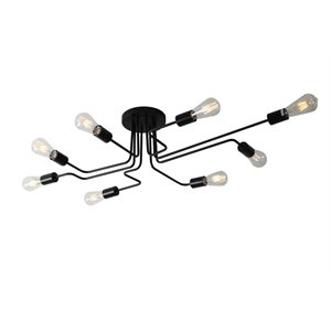 Bromi Design Asheville 8 Light Metal Semi Flush Ceiling Fixture in Black