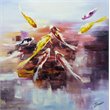Bromi Design Fish Hand Painted Canvas Wall Art