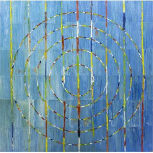 Bromi Design Circles Blue Hand Painted Canvas Wall Art