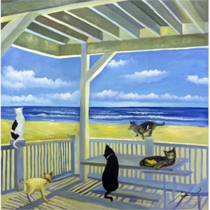 Bromi Design Ocean Cats Hand Painted Canvas Wall Art