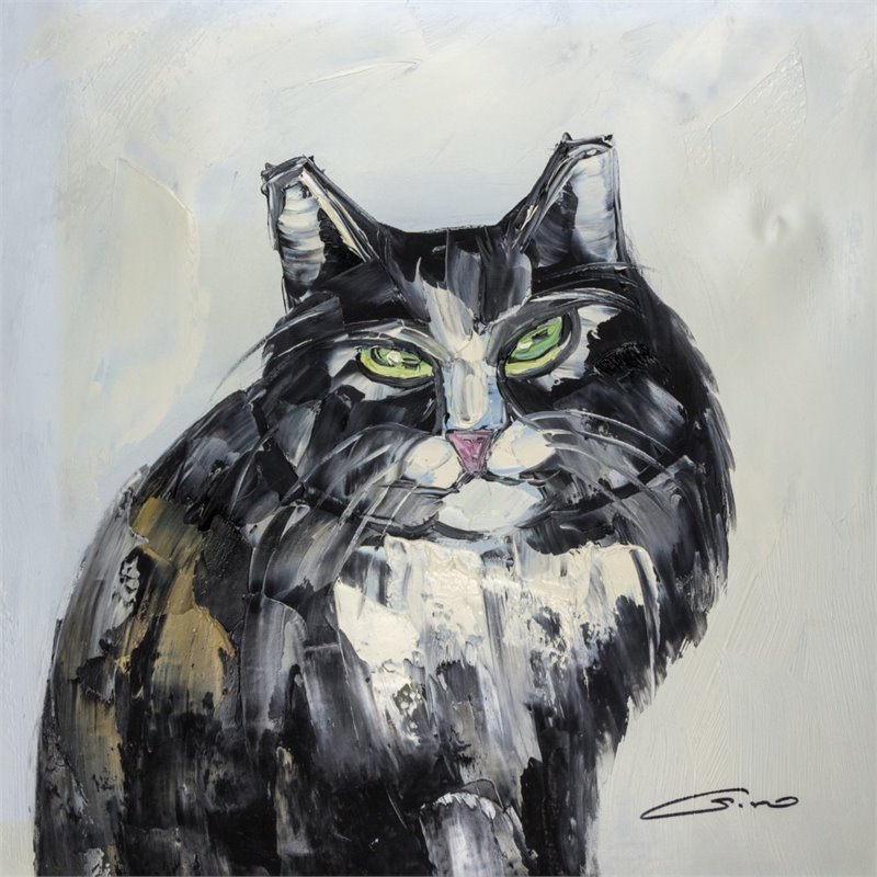 Bromi Design Black Cat Hand Painted Canvas Wall Art
