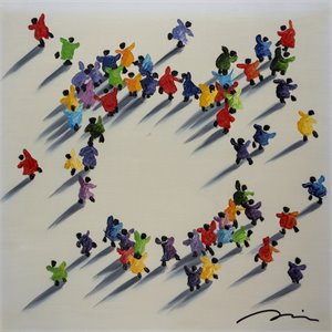 Bromi Design Holding Hands Hand Painted Canvas Wall Art