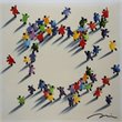 Bromi Design Holding Hands Hand Painted Canvas Wall Art