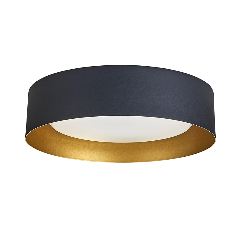 Marley 15.75 in. Led Flush mount Ceiling Fixture in Black/ Gold