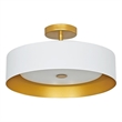 Bromi Design Lynch 3-Light Semi-Flush Mount Ceiling Fixture in White and Gold
