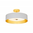 Bromi Design Lynch 3-Light Semi-Flush Mount Ceiling Fixture in White and Gold