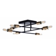 Halton 8 Light Black and Gold Flushmount Ceiling Fixture with Bulbs