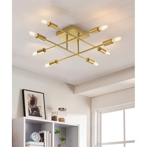 Halton 8 Light Gold Flushmount Ceiling Fixture with Bulbs