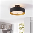 Bromi Design Lynch 1-Light Modern Metal Semi Flush Mount Light in Black/Gold